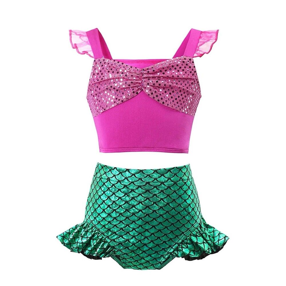 Los Angeles Boutique 2 Piece Bikini Mermaid Swim Beach Princess Costume NEW 9-10